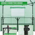 EAGLE PEAK 7x7 Pop up Greenhouse Portable Walk-in Outdoor Gardening Green House with 2 Foldable Shelves, Roll-up Zipper Entry Door and 3 Mesh Windows, PE Cover, Green/Clear