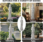 Zen Garden Asian Buddha Statue, 42.1" Large Outdoor Yard Sculpture,Durable Magnesium Oxide Stone Decor for Patio, Yard,Indoor Spaces, Antique White