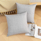 Kevin Textile Pack of 2 Outdoor Waterproof Throw Pillow Covers Decorative Farmhouse Checkered Square Solid Cushion Cases for Patio Garden Porch Sofa Grey 18x18 inch