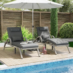 MEISSALIVVE Outdoor Lounge Chairs Set of 2, Patio Chaise Loungers with Adjustable 5 Position & Leg Support, PE Rattan Chaise Lounge, Wicker Pool Recliners Chair for Backyard, Porch, Deck, （Grey
