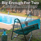 Sunnydaze Quilted Outdoor Hammock with Spreader Bars - Heavy-Duty 450-Pound Capacity Double Hammock for Outside - Cool Blue Tropics