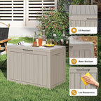 Mars Villa 45 Gallon Outdoor Storage Box, Resin Deck Box Waterproof, Storage Chest for Outside Patio Furniture Cushions, Pool Supplies, Garden Tools, UV Resistant and Weatherproof, Greige