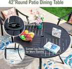 Sophia & William Patio Sets 5 Pieces, Lightweight Aluminum Dining Chairs with 42" Round Metal Dining Table, Stackable and Easy to Move for Lawn Garden Yard Porch (Grey)