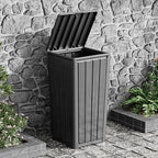 23 Gallon Outdoor Trash Can Waterproof Resin Garbage Can with Lid Outside Trash Bin for Porch Backyard, Deck, Patio, Kitchen Trash Can