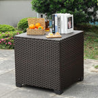 Rattaner 80 Gallon Wicker Outdoor Storage Box Square Patio Storage Bin with Waterproof Lining Bag Deck Storage Box and Cushion Storage Bin Outdoor, Brown Wicker