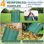 Remiawy Reusable Yard Waste Bags, 4 Packs 32 Gallons Lawn and Leaf Garden Bags Heavy Duty with 4 Handles, Collapsible Yard Waste Containers Camping Yard Recycling Bin for Debris Leaves Grass Clippings