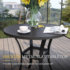 VICLLAX 27.5" Outdoor Round Patio Table for Lawn Garden, All Weather Metal Round Patio Dining Table with Storage Shelf, 2 Person Small Patio Table, Black Tabletop