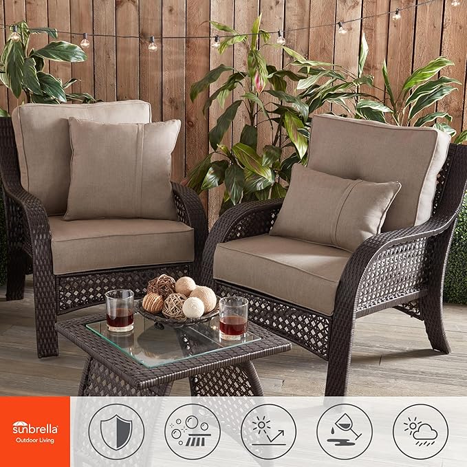 Greendale Home Fashions Sunbrella 21" x 14" Rectangle Outdoor Throw Pillow with Removable Cover (Set of 2), Cast Shale 2 Count