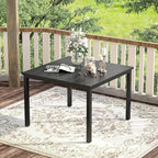 VICLLAX 5 Pieces Patio Dining Set for 4, Outdoor Furniture Set Includes 40.2" Square Outdoor Table and 4 Patio Swivel Chairs for Lawn Garden, Black Table and Blue Chairs