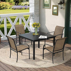 DIFY 40.2" Square Patio Dining Table for 4, Outdoor Metal Dining Table with 1.57" Umbrella Hole for Backyard Lawn Garden, Black
