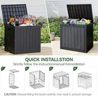 NUNU LAB 32 Gallon Resin Outdoor Storage Box 2 Pack Waterproof Deck Box for Patio Cushions, Garden Tools, Pool Accessories,Backyard Storage Bin,Black