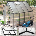 6x8 FT Greenhouse for Outdoors, Polycarbonate Greenhouse with Roof Vent, Enhanced Aluminum Large Walk-in Green House for Garden Backyard
