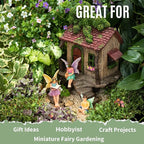 PRETMANNS Fairy House Kit - Fairy Garden Accessories for Outdoor Miniature Village Decor, with Three Fairies - House, 9’ High & Door can Open Wide - 4 Piece Supplies