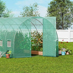 VEVOR Walk-in Tunnel Greenhouse, 19.4x9.7x7.4 ft Hoop House Greenhouse Tunnel, Plant Hot House with Galvanized Steel Frame, Green PE Cover, Swing Door and 12 Roll-up Windows for Outdoor