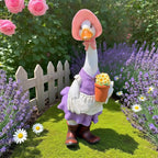iRonrain Garden Statues Gardener Couple Duck, Indoor Ourdoor Decorations Cute Ducks Art Décor Figurine Ornament for Yard Home Garden Patio and Office (Femal)