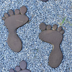 Sungmor Cast Iron Footprint Garden Stepping Stones, Set of 2 Sturdy Metal Left & Right Stepping Mat for Front Door, Outdoor Decorative Paver Mat for Yard Lawn Walkway Landscaping