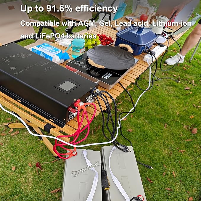 WZRELB 10000W 24V DC Split Phase Pure Sine Wave Inverter 120VAC 240VAC Output Power Converter Off Grid with High Efficiency up to 91.6%