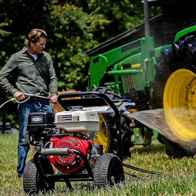 SIMPSON Cleaning PS60869 PowerShot 4000 PSI Gas Pressure Washer, 3.5 GPM AAA Triplex Pump, Honda GX270 Engine, Includes Spray Gun, Wand, 5 QC Nozzle Tips, 3/8-inch x 50-Foot Monster Hose, 49-State