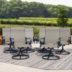 Outdoor Patio Swivel Dining Chairs Set of 6, All-Weather Swivel Rocker Chairs with Textilene High Back and Black Rust-Proof Metal Frame, Perfect for Patio, Lawn, Garden, or Backyard, Brown