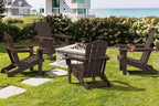 SERWALL Adirondack Chair with Cup Holders - Composite Adirondack Chairs Set of 6 HDPE Outdoor Chairs All Weather Use- Coffee