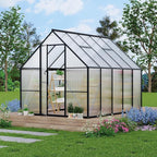 8 ft x10 ft Aluminum-Framed Polycarbonate Greenhouse, Heavy Duty Polycarbonate Greenhouse with Quick Setup Structure and Roof Vent, Large Enhanced Aluminum Green House Kit for Outdoors