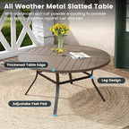 DIFY 7 Pieces Outdoor Patio Dining Set, 6 Grey Textilene Swivel Dining Chairs and 53.1" Grey Wood-Like Round Metal Dining Table, Outdoor Table and Chairs