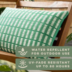 TOWN & COUNTRY TERRA Alara Textured Geo Stripe Handcrafted Indoor Outdoor Decorative Pillow, 100% Recycled Materials, UV Fade Resistant, Water Repellent, Green/Ivory, 14"x20"