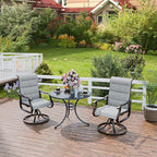UDPATIO Patio Swivel Chairs Set of 2, Outdoor Dining Chairs High Back with Padded All Weather Breathable Textilene, Metal Rocking Frame for Backyard Lawn Garden, Grey White
