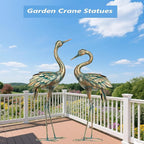 Shorayn Metal Crane Garden Statue, Garden Sculptures & Statues, Bronze Crane Ornaments Yard Art for Backyard Patio Lawn Decorations