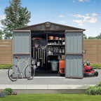 8.2x6.2ft Outdoor Storage Shed, Metal Steel Utility Tool Shed with Double Lockable Doors and Air Vents, Garden Storage for Backyard Patio Lawn