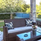 LVTXIII Outdoor/Indoor Throw Pillows, Decorative Throw Pillows with Inserts, 18”x18” Square Pillows for Bed, Couch, Sofa and Patio Furniture (Set of 2, Palm Blue)