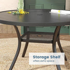 DIFY Patio Round Dining Table, 47.5" All Weather Round Outdoor Table with 1.57" Umbrella Hole for 6 Person, Perfect for Lawn Poolside and Backyard, Black
