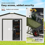 Outsunny 11' x 13' Outdoor Storage Shed, Garden Tool Metal Shed with Foundation Kit, Double Lockable Door, Air Vents and Sloping Roof, for Backyard, Patio, Lawn, White