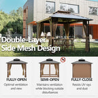 10' x 10' Outdoor Hardtop Gazebo Aluminum Frame with Double Metal Roof, Canopy Netting, Curtain, Patio Permanent Galvanized Steel Gazebo for Backyard, Garden, Party, Deck, Lawn