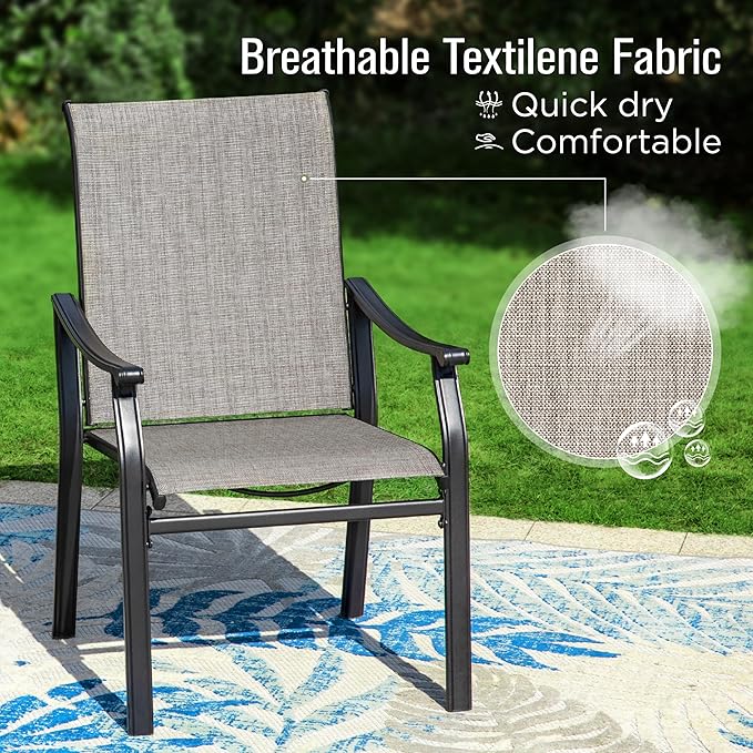 Sophia & William Outdoor Chairs Set of 2, Patio Chairs with Breathable Textilene Fabric and Heavy-Duty Iron Frame, Perfect for Lawn Garden Backyard Deck 350 lbs Capacity