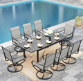 Sophia & William Outdoor Dining Set Patio Dining Sets Patio Table and Chairs Set 9 Pieces Outdoor Dining Table for 8 with Swivel Patio Chairs Patio Set for Garden Pool All Weather Grey