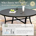 7 Pieces Outdoor Table and Chairs, Patio Dining Set for 6 Includes 54" Round Outdoor Table and 6 Patio Chair Set, Outdoor Dining Furniture Set for Lawn Backyard Deck, Brown