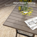 DIFY 27.6" Square Patio Dining Table, Grey Wood-Like Small Outdoor Bistro Table with Rust Resistant Metal Frame, Ideal for Lawn, Backyard and Deck