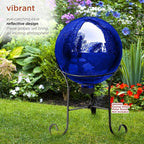 Alpine Corporation | 10" Indoor/Outdoor Glass Gazing Globe — Festive Garden & Yard Décor Accent — Blue