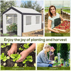 Outsunny 10' x 7' x 7' Greenhouse, Walk-in Outdoor Tunnel Green House with PE Cover, Steel Frame, 2 Roll-Up Zipper Doors & 4 Windows for Flowers, Vegetables, Tropical Plants, White