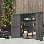 4.5 x 5.7 FT Outdoor Storage Shed, 59 Cuft Outside Waterproof Storage Cabinet, HDPE Resin Plastic 385 Gallon Outdoor Storage Container, Vertical Lockable Storage Shed, Grey
