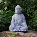 TOETOL Large Buddha Statue Outdoor Zen Decor Medium 20” High Yard Decor Magnesium Oxide Stone Grey for Yard Garden Patio Deck Home