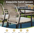 9 Pieces Outdoor Dining Set for 8, Patio Dining Set Wicker Rattan Chairs with Soft Cushion and Extendable Rectangular Table, Wicker Patio Table and Chairs for Backyard Porch