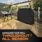 BlueStars 58 inch Grill Cover – Heavy‑Duty Waterproof 600D BBQ Cover for Outdoor Gas Grills, Compatible with Genesis, Weber, Char‑Broil & Nexgrill Models, UV & Rip‑Resistant, Black
