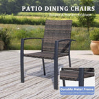 Outdoor Dining Chairs Set of 8, Stackable Patio Chairs with Woven Rattan Back & Seat, Perfect for Patio, Garden, or Deck, Rattan Gray Brown