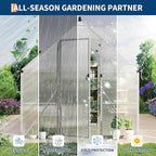 8X12 ft Polycarbonate Greenhouse with Aluminum Frame, Polycarbonate Greenhouse for Outdoors, Greenhouses with Ventilation and Rain Gutter, Aluminum Large Walk-in Greenhouses for Outside