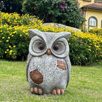 13‘’H Owl Statue Garden Owl Stool MGO Outdoor Decor Statue Decorative Sculpture Stool Plant Stand for Home Decor Yard Patio Garden Statues,Grey