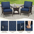 Patio Porch Furniture Chairs Set, 3 Pieces PE Rattan Wicker Chairs with Side Table, Outdoor Garden Furniture Sets for Garden Backyard Porch Poolside