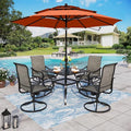 Sophia & William Patio Set with Umbrella 6 Pieces Outdoor Dining Set with 10ft 3 Tier Red Patio Umbrella Windproof, 4 x Swivel Patio Dining Chairs, Patio Table and Chairs for Garden Backyard