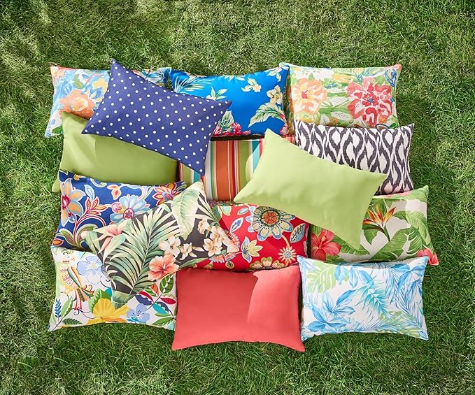 BrylaneHome Lumbar Pillow - 20" L x 13" W - Patio & Outdoor - Water, Stain & Fade Resistant - Poppy Blue